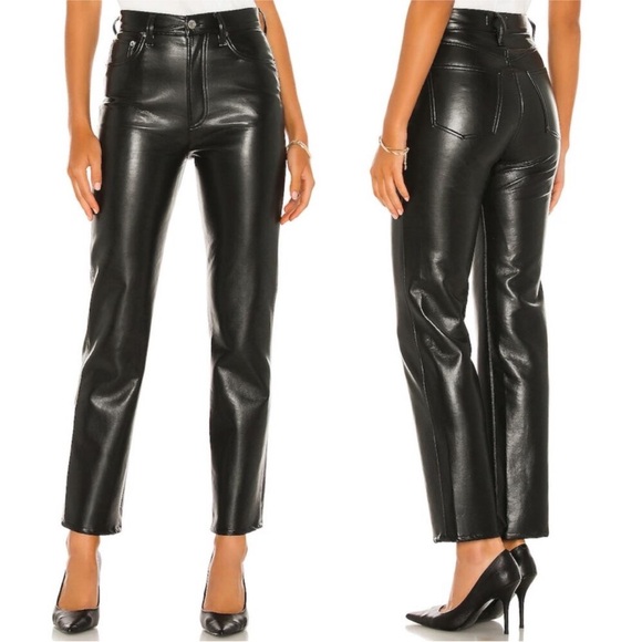 AGOLDE Recycled Leather 90s Pinch Waist High Rise Straight Detox - Picture 1 of 6